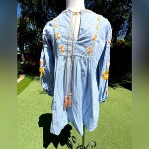 Zara Blue and White Checkered Shirt